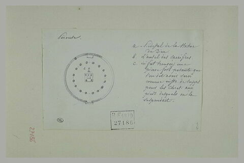 Plan d'un temple circulaire antique à Pérouse