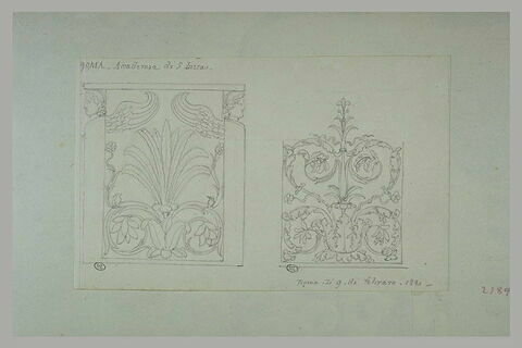Rome : deux études d'un élément de décor conservé à l'Académie de Saint-Luc