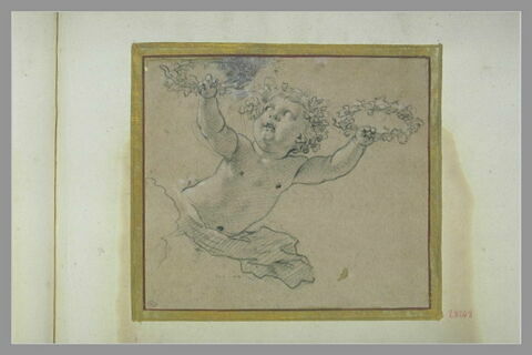 Enfant volant, tenant des couronnes de feuillages, image 3/5