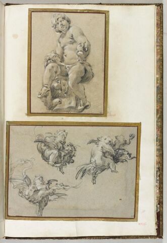 Trois putti chevauchant des créatures de fantaisie, image 2/3