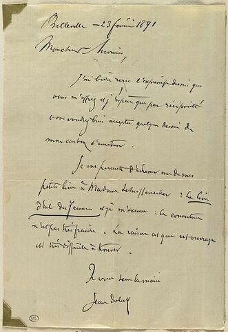 Lettre de Jean Dolent à Schuffenecker