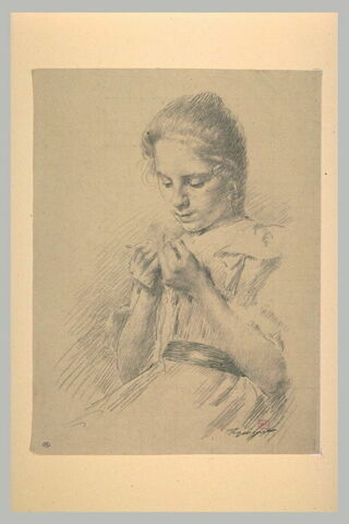 Jeune fille faisant du crochet