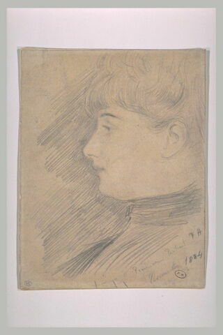 Portrait de jeune femme en buste, de profil