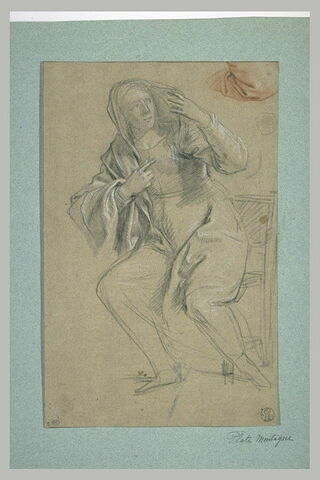 Femme assise, le buste de trois quarts à droite, se détournant, image 2/2