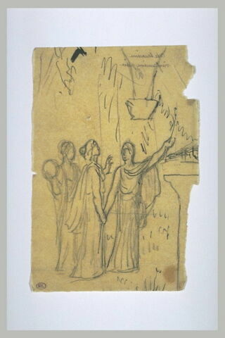 Trois personnages drapés, celui de droite élevant un rameau, image 2/2