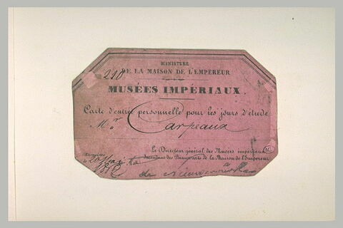 Carte d'entrée des musée impériaux, image 2/2