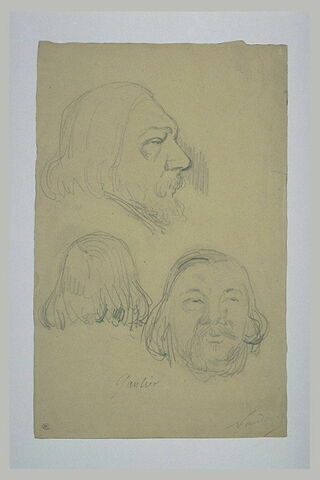 Trois croquis de la tête de Théophile Gautier