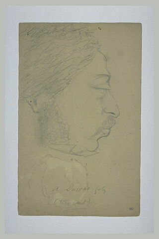 Croquis de la tête d'Alexandre Dumas fils, de profil