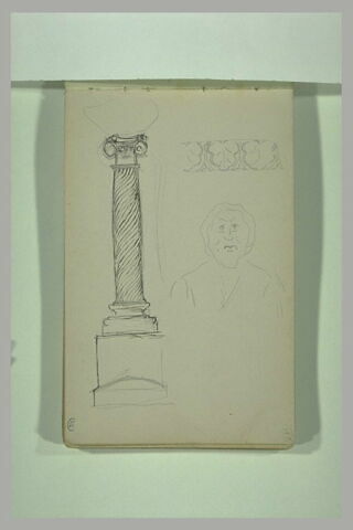 Croquis d'une colonne au fût torsadé et d'éléments sculptés