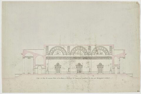 Paris, Palais impérial de la Bourse : coupe longitudinale