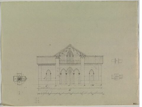 Romainville, Chapelle : élévation et plans