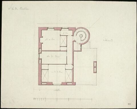 Auteuil, Maison d'Hubert Robert : plan des combles