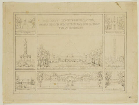 Paris, Cimetière du Père-Lachaise : élévations de différents monuments