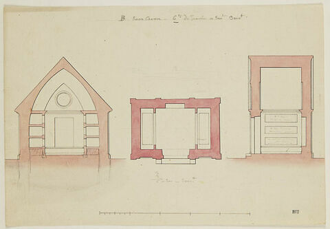 Paris, Cimetière du Père-Lachaise, Monument Greffulhe : coupes et plan