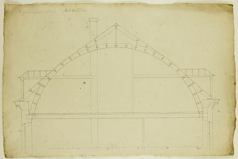 Paris, Ecole militaire, Projet pour une grande ferme : coupe