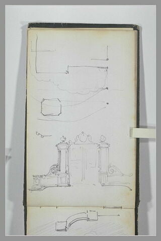 Plan du parc d'un château ; portail monumental