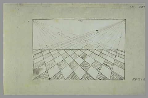 Croquis géométrique avec motif de damier en perspective