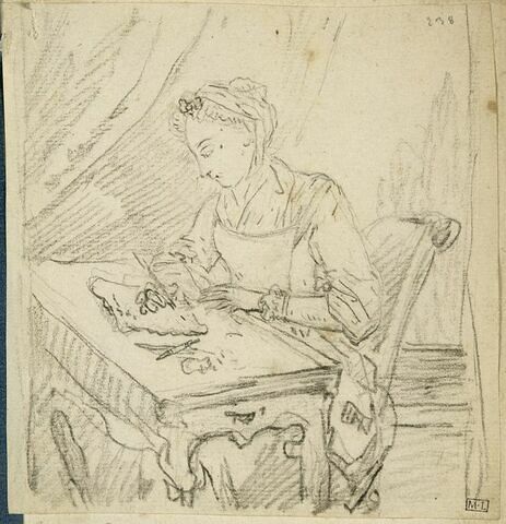 Femme assise dessinant