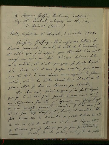 3 novembre 1838, Paris, à Geoffroy Dechaume