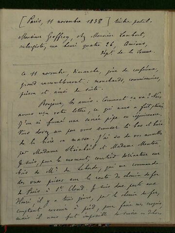 11 novembre 1838, Paris, à Geoffroy Dechaume