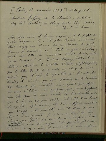 13 novembre 1838, Paris, à Geoffroy Dechaume