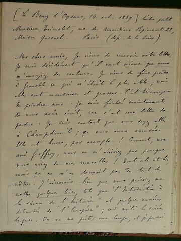 14 octobre 1839, Le Bourg d'Oysans, sans destinataire