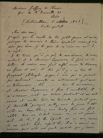 (5 octobre 1843), (Fontainebleau), à M. Geoffroy Dechaume