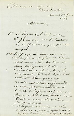 20 et 24 janvier 1873, sans lieu, du curé d'Orcemont à Adolphe Moreau