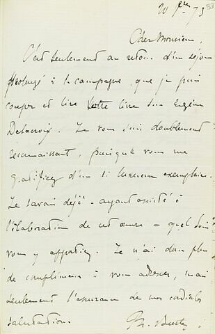 20 septembre 1873, sans lieu, de Ph. Burty à Adolphe Moreau