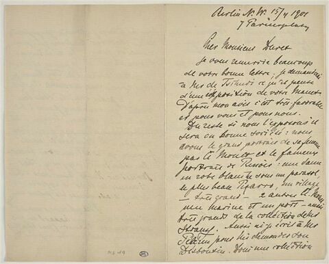 15 avril 1901, Berlin, à Monsieur Théodore Duret