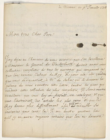 9 janvier 1718, Vienne, à son père Jean Mariette