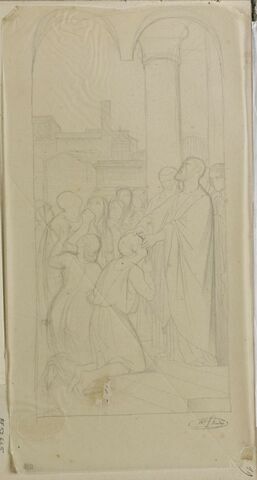 Etude d'ensemble pour le tableau Saint Clair guérissant les aveugles