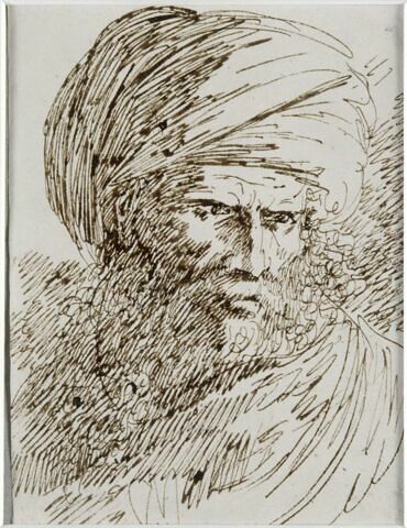 Tête d'Oriental au turban