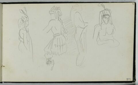 Quatre croquis d'indiens Ojibwas