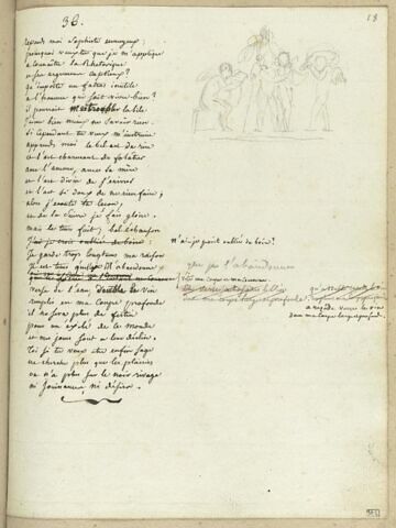 Traduction en français de l'Ode 36 d'Anadréon et 1 dessin, image 2/2