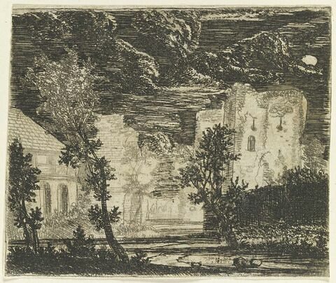 Paysage avec clair de lune