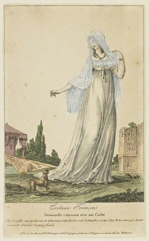 Costume de femme (demoiselle s'amusant avec son carlin)