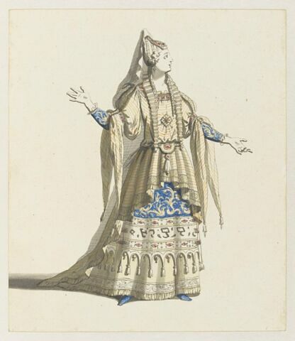 Costume pour la grande prêtresse de Minerve pour le premier acte de l'opéra 'Thésée'