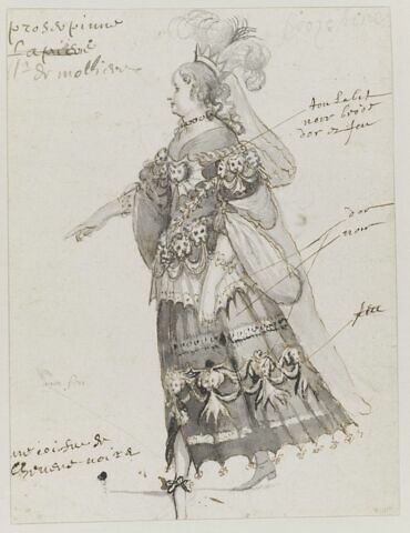 Costume pour Proserpine dans le « Ballet de la Naissance de Vénus »