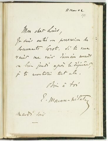 11 mars 1902, sans lieu, à Louis de Launay