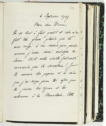 4 septembre 1907, sans lieu, à Etienne Moreau-Nélaton