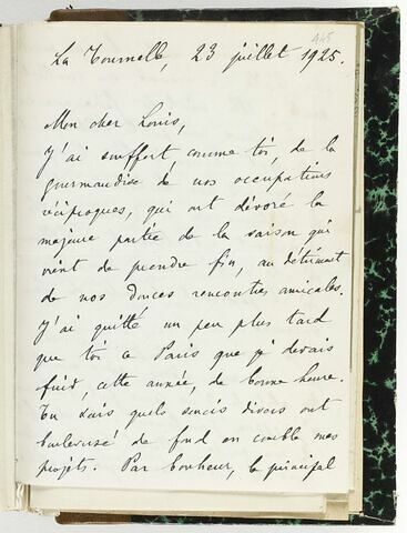 23 juillet 1925, La Tournelle, à Louis de Launay