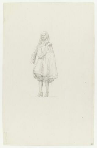 Personnage masculin en costume du XVIIe siècle, de face. Etude pour la Réception du Grand Condé à Versailles.