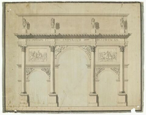 Élévation d'un projet d'arc de triomphe à Napoléon Ier, empereur des Français