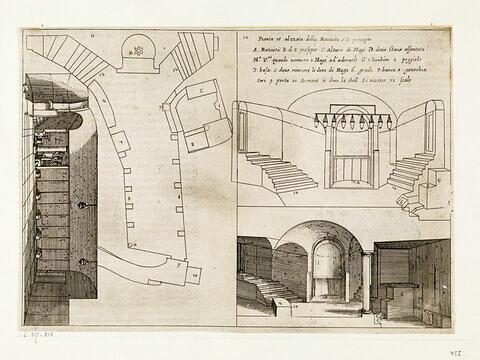 Figures du Voyage en Terre Sainte. Plan et coupe longitudinale de la Grotte et de la Basilique de la Nativité