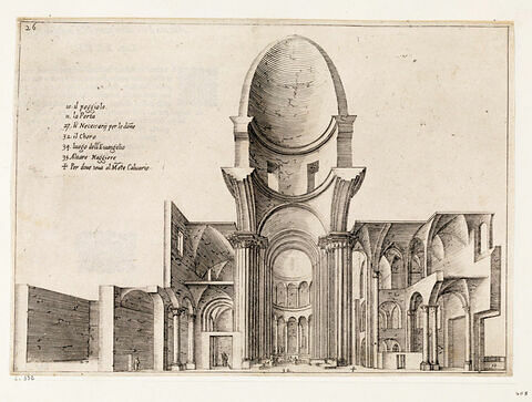 Figures du Voyage en Terre Sainte. Coupe longitudinale de la Basilique du Saint Sépulcre