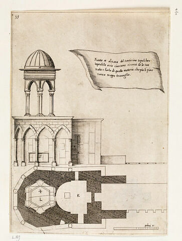 Figures du Voyage en Terre Sainte. Plan et élévation de la Basilique du Saint Sépulcre