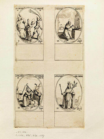 Saint Gorgon et Sainte Dorothée; Saint Nicolas de Tolentino; Saint Polien et Saint Némesien; Sainte Pulchérie