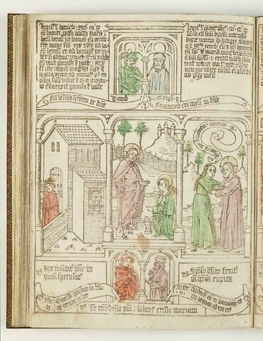 La Bible des Pauvres.  Daniel dans la fosse aux lions; L'apparition du Christ à Marie Madeleine; L'Eglise trouve son Epoux