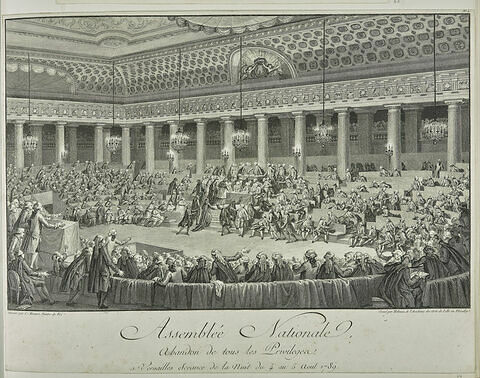 Assemblée nationale Abandon de tous les privilèges, à Versailles, Séance de la nuit du 4 au 5 août 1789